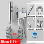 Roostevabast terasest topeltnupuga k&auml;eshoitav WC-pott bideesegisti vihmapihusti komplekt k&auml;eshoitav pihusti du&scaron;&scaron; isepuhastuv 4-in-1 h&otilde;be