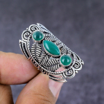 Natural Green Onyx Gemstone Handmade 925 Sterling Silver Gift Ring Size 10 j3t01