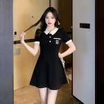 GMXIA Suvine disain Sense Fashion POLO kaela l&uuml;hikeste varrukatega kleit naistele &otilde;huke seelik seelik S must