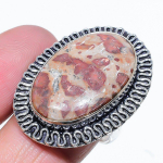 Natural Leopard Skin Jasper Gemstone 925 Sterling Silver Ring Size 9 t2t42