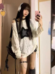 Grunge Hole T-s&auml;rk naiste moet&auml;htede printimine Y2k esteetilised lahtised s&auml;rgid Kpop Fairycore rebitud t-s&auml;rk Harajuku gooti t&auml;navar&otilde;ivad S valge
