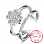 925 h&otilde;bedast s&otilde;rmused naistele Mosaic Cz Zirconia Lucky neljaleheline ristikhein mitmekihilised muudetava suurusega s&otilde;rmused Bague S -R193 Resizable