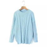 Naiste Lihtne Vabaaja T&auml;navar&otilde;ivad Paks Kootud Kampsun Talvine Trendikas Pikkade Varrukatega Keerutatud Jacquard Pullover Topid Kampsunid S taevasinine v&auml;rv
