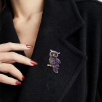 Vintage teemantidega naastud Sinine Owl Pross Pin Naiste r&otilde;ivan&otilde;elad Aksessuaarid One Size sinine