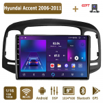 Androidi autoraadio Hyundai Accent 2006-2011 jaoks Multimeediapleier Peaseade Stereo GPS-navigatsioon BT WIFI 1+16GB 1+16GB must