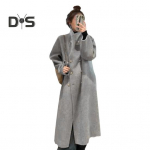 Naiste villane jope aluskrae &uuml;hev&auml;rviline kaherealine mantel keskmise pikkusega termiline pikkade varrukatega pendelr&auml;nne tutvumine kevad s&uuml;gis talv mantel S hall