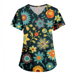 Naiste moodsad V-kaelusega l&uuml;hikeste varrukatega t&ouml;&ouml;r&otilde;ivad, taskutega, tr&uuml;kitud topid XXL