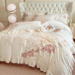 Piimafliisist neljaosaline komplekt, paksendatud soojad voodilinad, tekikott, printsessistiilis neljaosaline komplekt, voodipesu. 1.8m bed