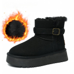 Naiste massiivse platvormiga minisaapad, kunstseemisnahast talvised karvased saapad, naiste soojad kunstkarusnahast pl&uuml;&uuml;sist fliisvoodriga libisemiskindlad l&uuml;hikese s&auml;&auml;rega lumesaapad 40