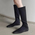 Uus Br&auml;nd P&otilde;lvp&uuml;ksid Sokksaapad Vabaaja Naiste Kingad Disainer Korterid Mugavus Pikad Saapad Trend Mood Talv Lumi Botas Mujer 40 black