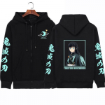 Anime Demon Slayer Meeste T&otilde;mblukuga kapuutsid Pusa vabaaja Muichiro Tokito kapuuts Mood Pullover T&otilde;mblukuga jakk Mantlid L must