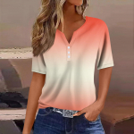 Naiste moe vabaaja vintage gradient V-kaelusega l&uuml;hikeste varrukatega dekoratiivse n&ouml;&ouml;biga T-s&auml;rk top L beež