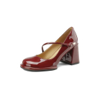Uued naiste Mary Jane kingad Vintage pumbad Lakknahast kingad K&otilde;rged kontsad Tantsukingad Must madal paadikujuline kinga Zapatos Mujer 34 burgundiapunane