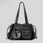 Vana vanaraua stiilis kaenlaaluse kott Punk pehme PU-&otilde;lakott Naiste pingutusn&ouml;&ouml;riga rattakott Y2K must