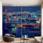 2 paneeli Linna &ouml;&ouml;vaade Linna k&otilde;rghoonete maastik Prinditud kardin magamistoa elutoa k&ouml;&ouml;giakna jaoks kardinad 100W130H(CM)40x51in&Grommet Top gray