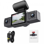 3-kanaliline armatuurkaamera videosalvesti, kolme objektiiviga eesmine tagumine vasak autokaamera koos tagantvaatega DVR 1080P monitoriga musta kasti autotarvikud 3Ch DVR 0G