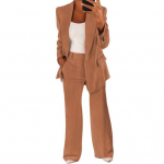 2 tk/komplekt Lady Formal Coat p&uuml;kste komplekt pikkade varrukatega, &otilde;huke rev 2XL khaki