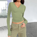 HNXC naiste moe vabaaja s&uuml;gistalvise &uuml;hev&auml;rvilise tr&uuml;kiga pikkade varrukatega V-kaelusega pluusid ja s&auml;rgid S must