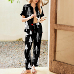 Naiste j&otilde;uluprintidega pidžaamakomplekt Naiste l&uuml;hikeste varrukatega pikad p&uuml;ksid Kaheosaline komplekt n&ouml;&ouml;pidega koduriided L