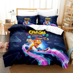 Crash Bandicoot Voodipesukomplekt &Uuml;heinimese Twin T&auml;iskasvanu Queen King Suuruses Voodikomplekt T&auml;iskasvanud Laste Magamistuba Tekikoti Komplektid 3D Anime Voodilina Komplekt AU Single 140x210cm