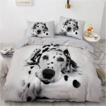 3D voodipesukomplektid Lemmikloomad Koer Armas tekikate Komplekt Padjap&uuml;&uuml;rid King Queen Dalmaatsia koerad Tekk Voodipesu Dropshipping 70x133cm 2pcs