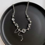 17KM H&otilde;bedav&auml;rvi Kuukivi Ripats Kaelakeed Naistele Trendikas Kristall Tsirkoon Rist Tilgakujuline Kaelakee As&uuml;mmeetriline Ehtekink