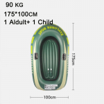 Kahe inimese t&auml;ispuhutav paat roheline kalapaat kummipaat PVC s&uuml;sta paksendatud triivimispaat L roheline
