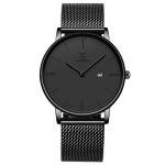 Kella Simple Stylish Thin Casual Kuup&auml;evan&auml;iduga Veekindel Analoog Kvartsikell V&otilde;rkrihm Must [BEN NEVIS] Meeste black