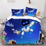 Astro Bot Armas multikas Voodipesukomplekt Tekikomplekt &Uuml;hekohaline Kahekohaline Voodi King Size Voodikomplekt T&auml;iskasvanud poisid Magamistuba Tekikott Padjap&uuml;&uuml;r 135X200cm-2pcs