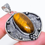 Tiger Eye Handmade 925 Sterling Silver Jewelry Pendant 1.97 i9g75