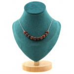 Pierres et Min&eacute;raux. Collier 10 perles Obsidienne mahogany 8 mm. Chaine en acier inoxydable Collier femmes, hommes. Taille personna