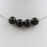 Pierres et Min&eacute;raux. Collier 4 perles Obsidienne noire 8 mm. Chaine en acier inoxydable Collier femmes, hommes. Taille personnalisa