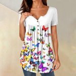 Naiste tuunikatopid Riietuvad vabaaja suvised l&uuml;hikeste varrukatega s&auml;rgid, avarad plisseeritud Boho top XXXXXL