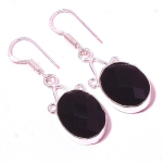 Black Spinel Gemstone Handmade Ethnic Drop Dangle Jewelry Earrings 2.10 z1j22