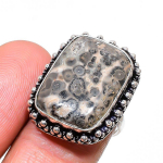 Natural Leopard Skin Gemstone 925 Sterling Silver Jewelry Ring Size 7 g6q97