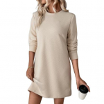 Kevad S&uuml;gis Kleit Tekstuuriga Pikkade Varrukatega &Uuml;mara Kaelusega &Uuml;hev&auml;rviline Lahtine Sirge Minikleit Pullover L&uuml;hike Kleit Igap&auml;evaseks K&auml;imiseks, Deitimiseks, Reisimiseks S