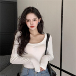 Korea stiilis pikkade varrukatega Slim Fit T-s&auml;rk naistele &ndash; &scaron;ikk s&uuml;gistop Extra Large valge
