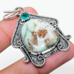 Chrysoprase, Diopside 925 Sterling Silver Jewelry Pendant 2.05 a1w67