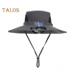 V&auml;listingimustes kasutatav laia &auml;&auml;rega p&auml;ikesem&uuml;ts p&auml;ikeseenergial t&ouml;&ouml;tava ventilaatorik&uuml;baraga hingava v&otilde;rgudisainiga UV-kaitsega laste m&uuml;ts poistele tumehall v&auml;rv