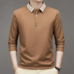 Kevad-s&uuml;gis meeste polos&auml;rgid pikkade varrukatega, alla keeratava kraega vahvliga &auml;rilised vabaaja polosid 4XL khaki