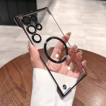 L&auml;bipaistev galvaniseeritud magnetiline raamita telefoni&uuml;mbris Samsung Galaxy S25 Plus S24 S23 S22 Ultra jaoks, kaamera objektiivi kaitsekaas Galaxy S25 Ultra