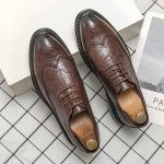 2024 Meeste Nikerdustega Kingad K&auml;sit&ouml;&ouml;na Valmistatud Meeste Wingtip Oxford Vabaaja Nahast Meeste Elegantne Klassikaline &Auml;ri Formaalne Briti Stiilis Kingad 38 pruun