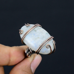 Rainbow Moonstone Handmade Copper Wire Wrap Jewelry Ring Size 6 y6m82
