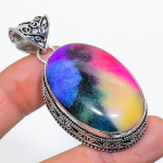 Rainbow Solar Quartz Handmade 925 Sterling Silver Jewelry Pendant 2.17 m7o75