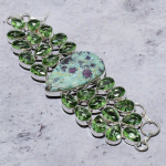 Ruby in Fuchsite, Apatite Gemstone Ethnic 925 Silver Bracelet 7-8 D5j49