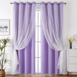 Pitsiline L&auml;bipaistev+Pimendav Kardin Kahekihiline T&auml;hemustriga Kardinad P&auml;ikesefiltreriv Aknakate Elegantne Elutoa Magamistoa Sisustus 100x200cm lilla