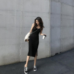 Summer 2024 Women's Mid-Length Suspender Dress with Slits - Slimming & Chic Outerwear XL must