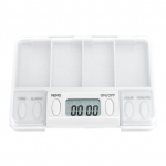 Kaasaskantav nutikas ravimimeeldetuletuskarp Elektrooniline ravimidosaator Digitaalne ravimite hoiukarp valge