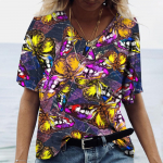 Butterfly lilleline graafika 3D prindiga T-s&auml;rgid Naiste Y2k topsid T-s&auml;rgid V kaelusega Naine Harajuku T s&auml;rk Naine Suured vabaajariided S