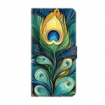 Roheliste paabulinnusulgede mustriga p&otilde;rutuskindel kaardipesa PU-nahast rahakott-telefonikott iPhone'ile, Samsungile, Huaweile, Xiaomile, Motole, Oppole, Google'ile, Nokiale, LG-le, Oppole... LG V60 ThinQ 5G roheline